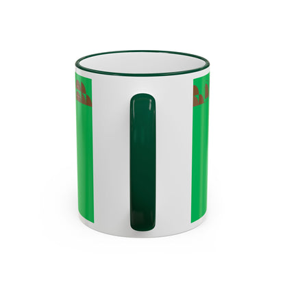 Green Floral Accent Rim Mug — Botanical Pattern 11oz/15oz