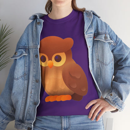 Cute Owl Graphic Tee — Whimsical Brown Owl Design