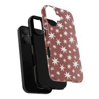 Star Pattern Tough Phone Case — Rustic Red Protective iPhone Cover