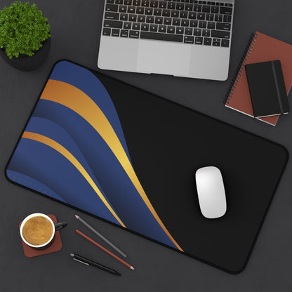 Desk Mat — Sleek Navy & Gold Wave Gaming/Office Mouse Pad