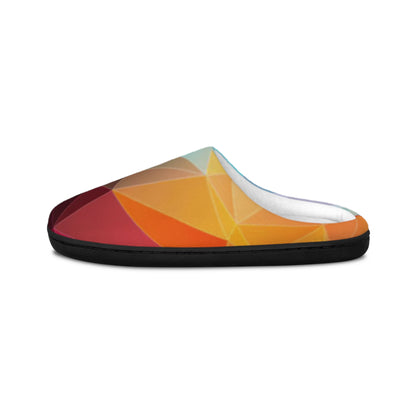 Geometric Gradient Women's Indoor Slippers — Colorful Polygon Cozy Slides