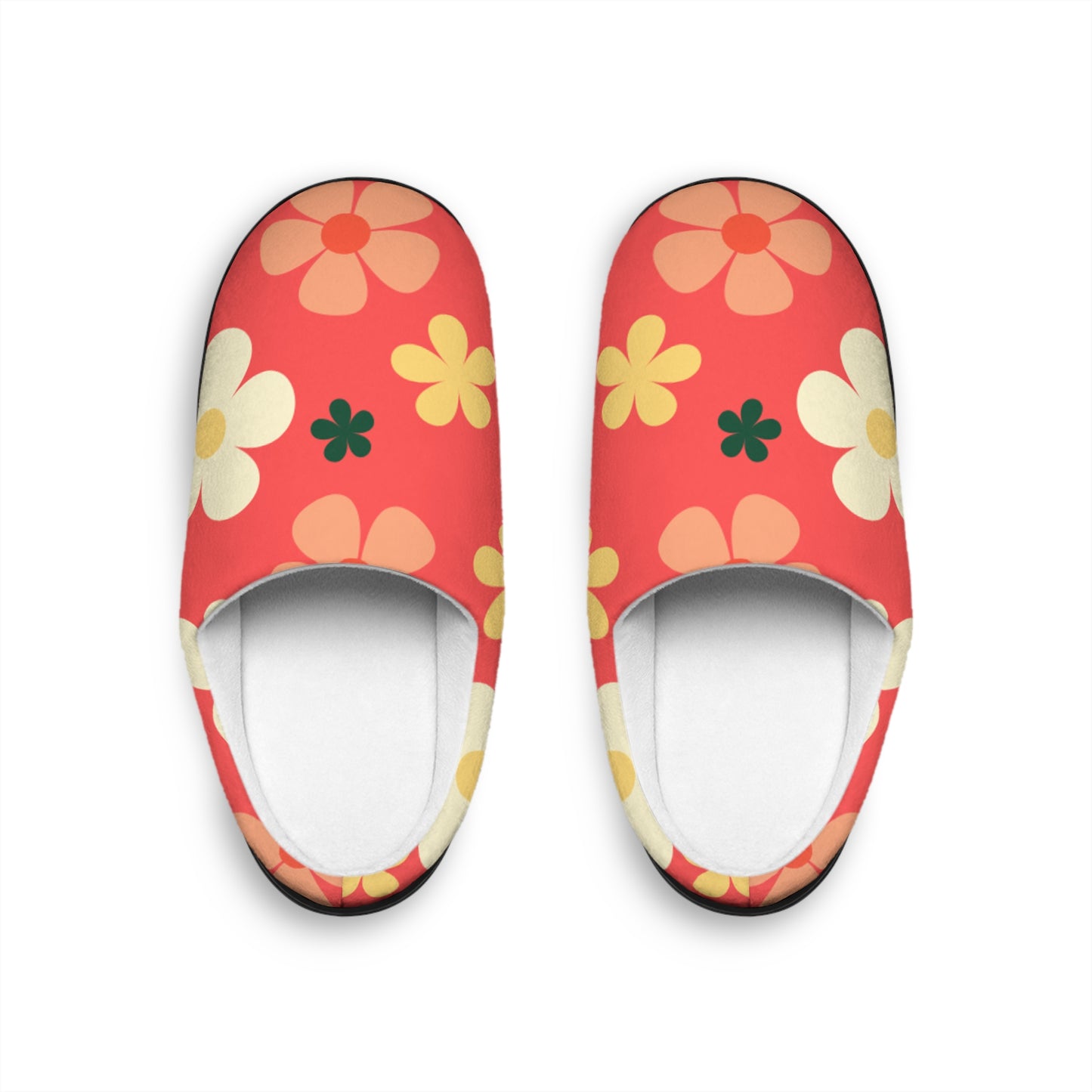 Floral Retro Slip-On Slippers — Women's Cozy Indoor Shoes