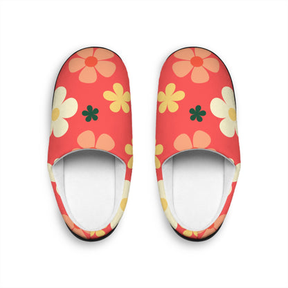 Floral Retro Slip-On Slippers — Women's Cozy Indoor Shoes