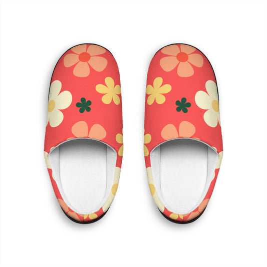 Floral Retro Slip-On Slippers — Women's Cozy Indoor Shoes