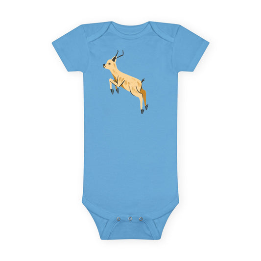 Baby Onesie with Leaping Antelope Print — Cute Safari Infant Bodysuit