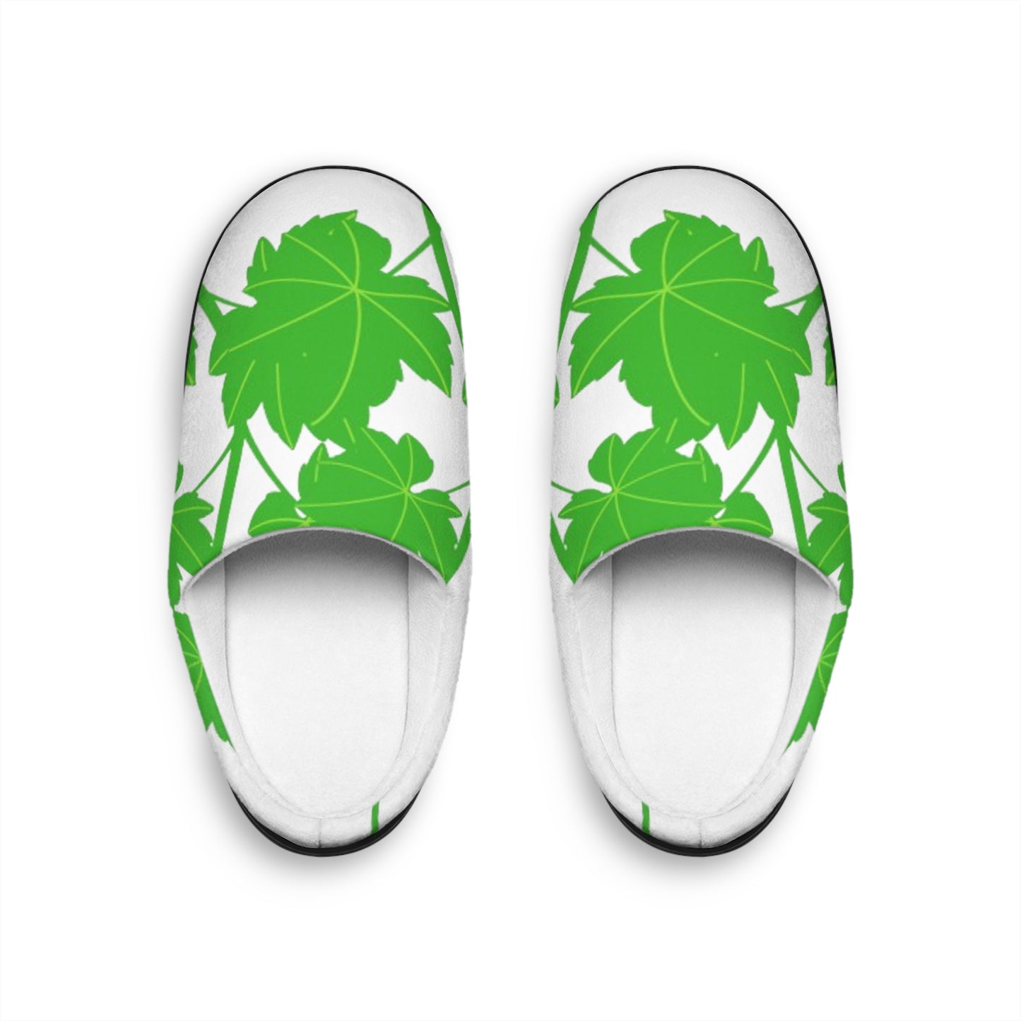 Women's Indoor Slippers — Green Leaf Botanical Cozy House Shoes