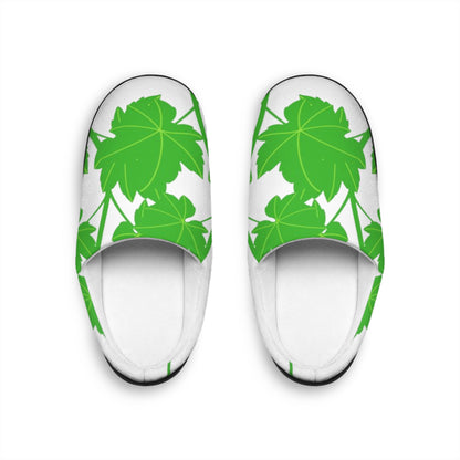 Women's Indoor Slippers — Green Leaf Botanical Cozy House Shoes