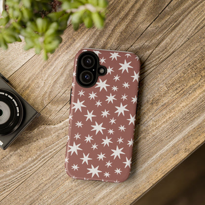 Star Pattern Tough Phone Case — Rustic Red Protective iPhone Cover
