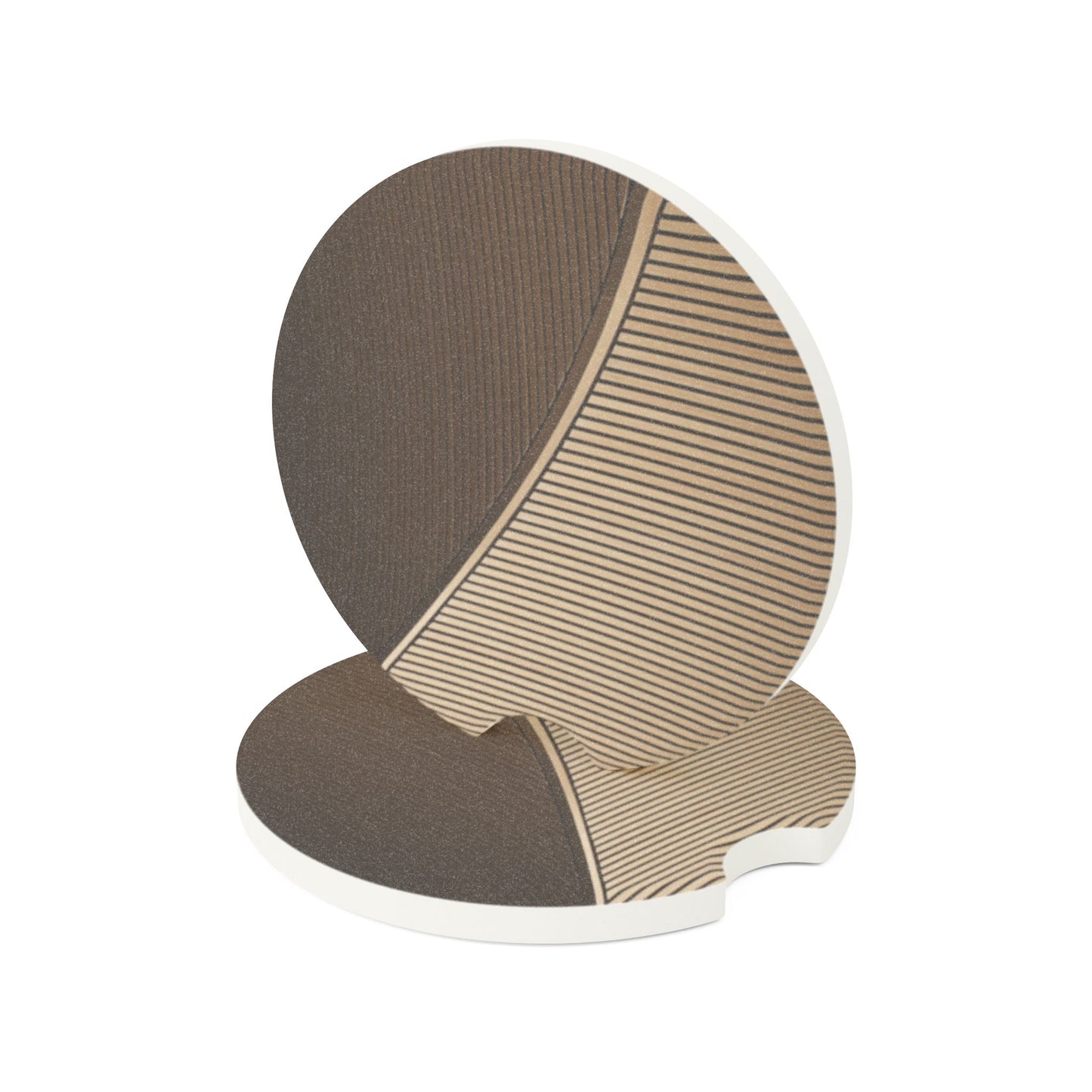 Soapstone Car Coaster — Neutral Abstract Stone Pattern Car Cup Holder Coaster