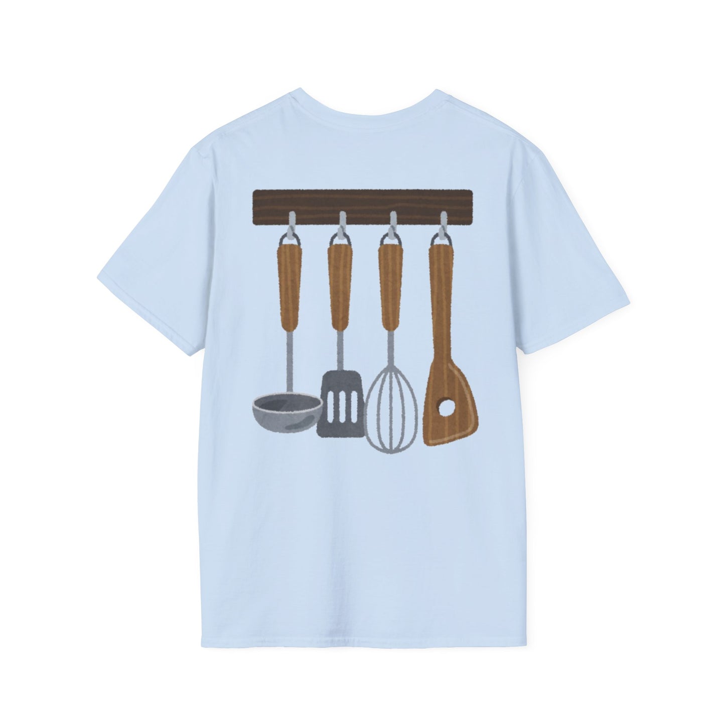 Kitchen Utensils Hanging Back Print T‑Shirt — Chef Cooking Tools Shirt
