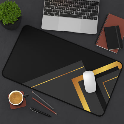 Desk Mat — Black & Gold Geometric Luxury Desk Pad
