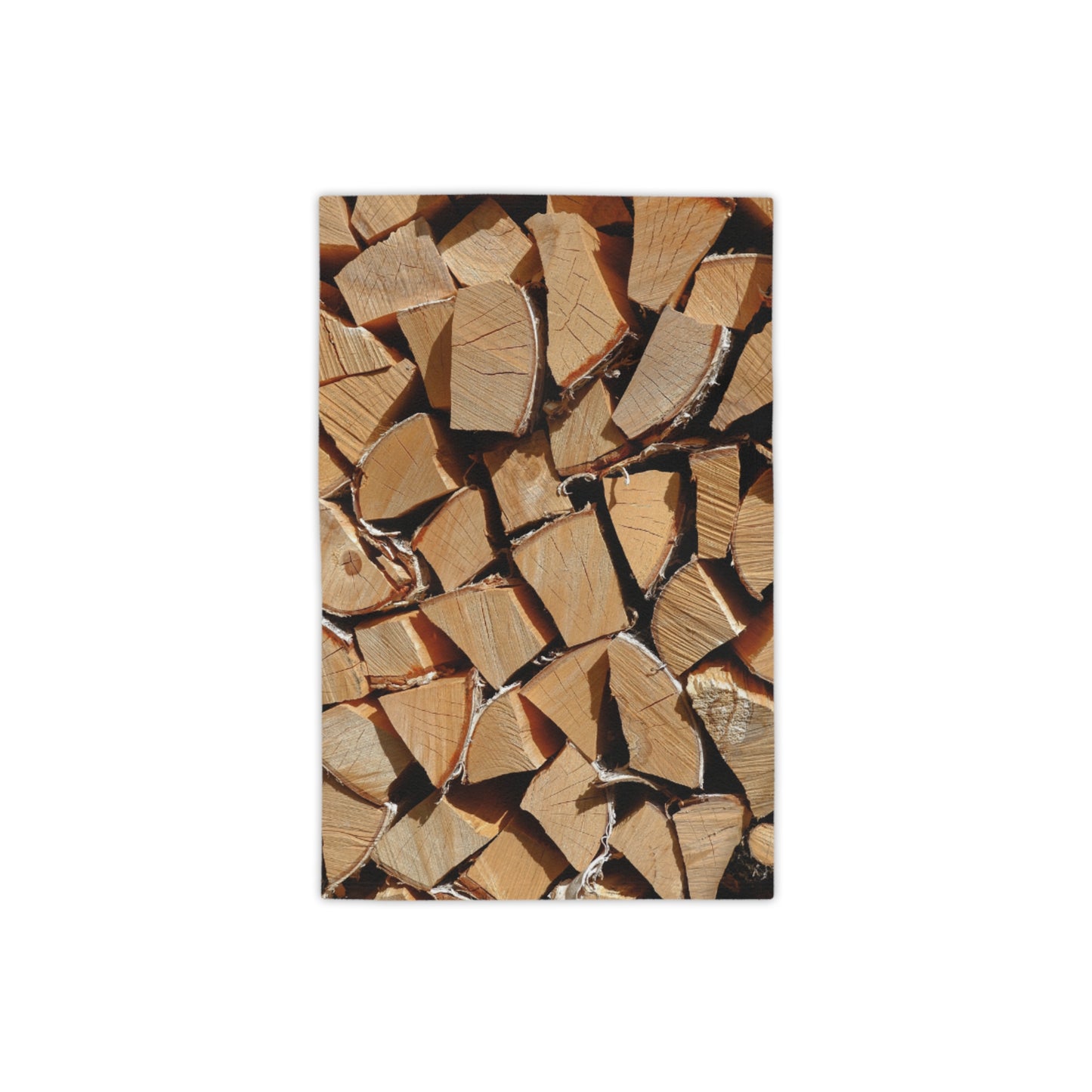 Woodpile Pattern Beach Towel — Rustic Firewood Print Beach & Pool Towel