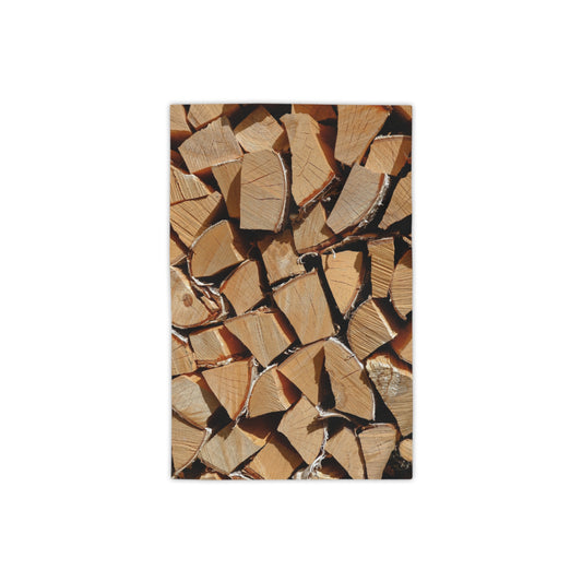 Woodpile Pattern Beach Towel — Rustic Firewood Print Beach & Pool Towel