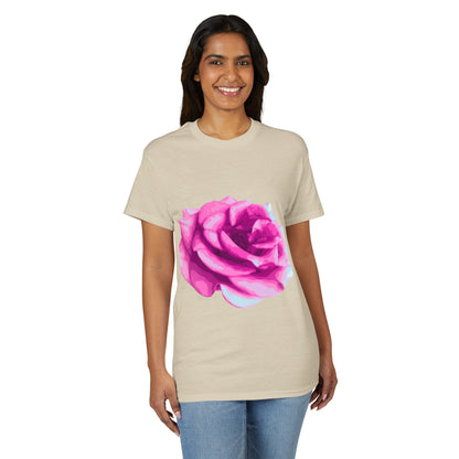 Pink Rose Graphic T-Shirt — Vibrant Floral Tee for Women & Men