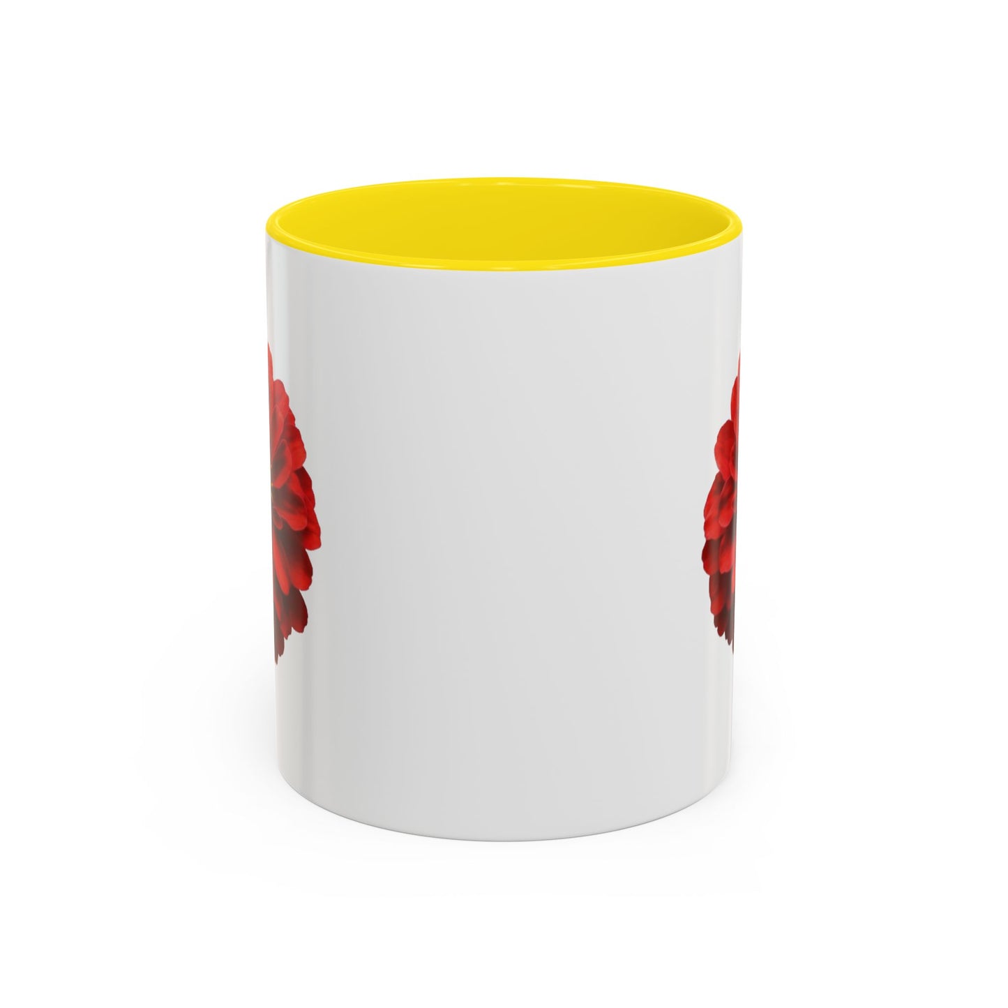 Red Zinnia Accent Coffee Mug — Floral Ceramic Tea Cup (11/15 oz)