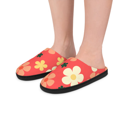 Floral Retro Slip-On Slippers — Women's Cozy Indoor Shoes