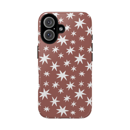 Star Pattern Tough Phone Case — Rustic Red Protective iPhone Cover