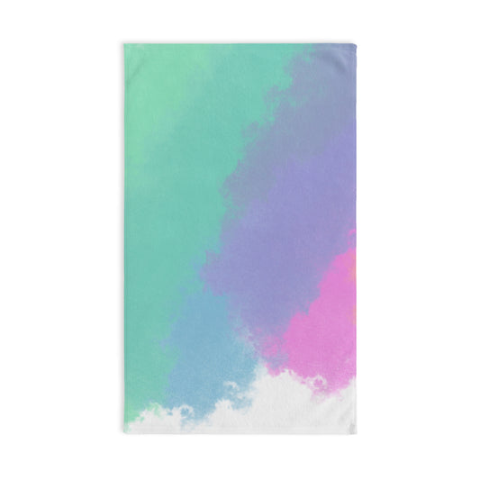 Pastel Cloud Hand Towel — Mint, Lavender & Pink Bathroom Accent