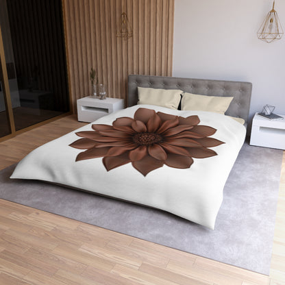 Duvet Cover — Chocolate Dahlia Floral Microfiber Bedding