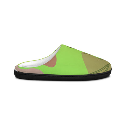 Green Tropical Leaf Women's Slippers – Cozy Indoor Slip-On