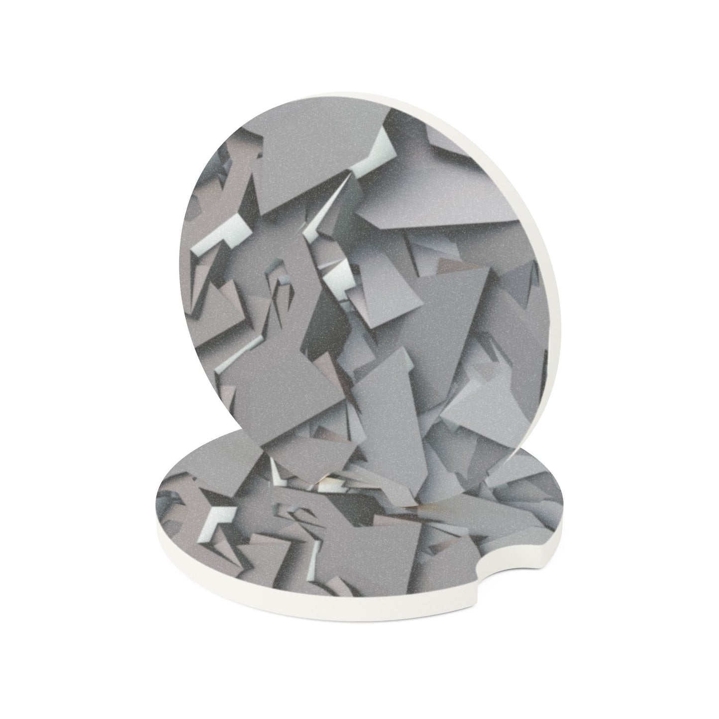 Soapstone Car Coaster — Gray Geometric Stone Pattern Car Cup Holder Coaster