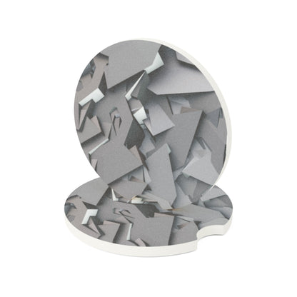 Soapstone Car Coaster — Gray Geometric Stone Pattern Car Cup Holder Coaster