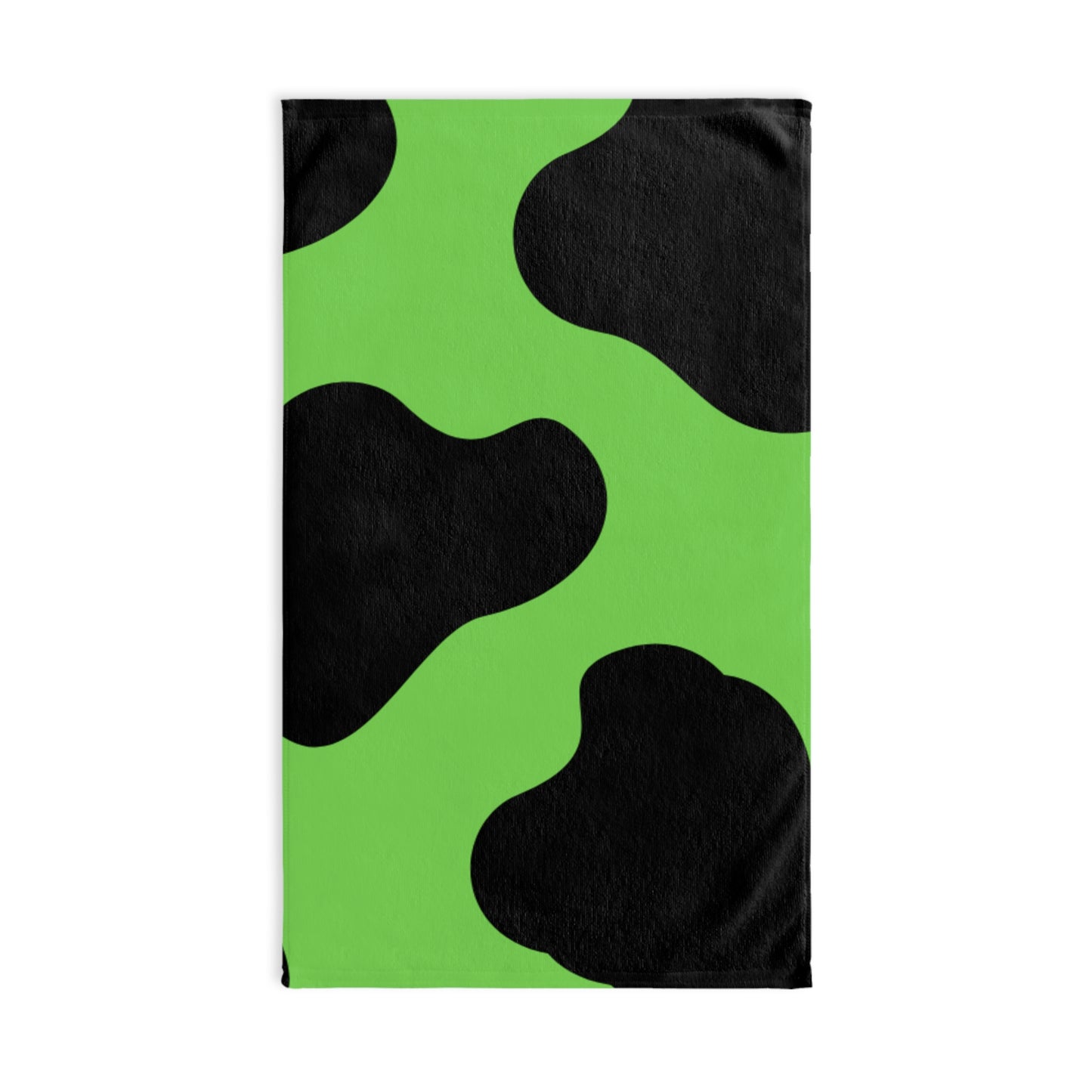 Green Cow Print Hand Towel — Bold Neon Cowhide Pattern for Bathroom & Kitchen