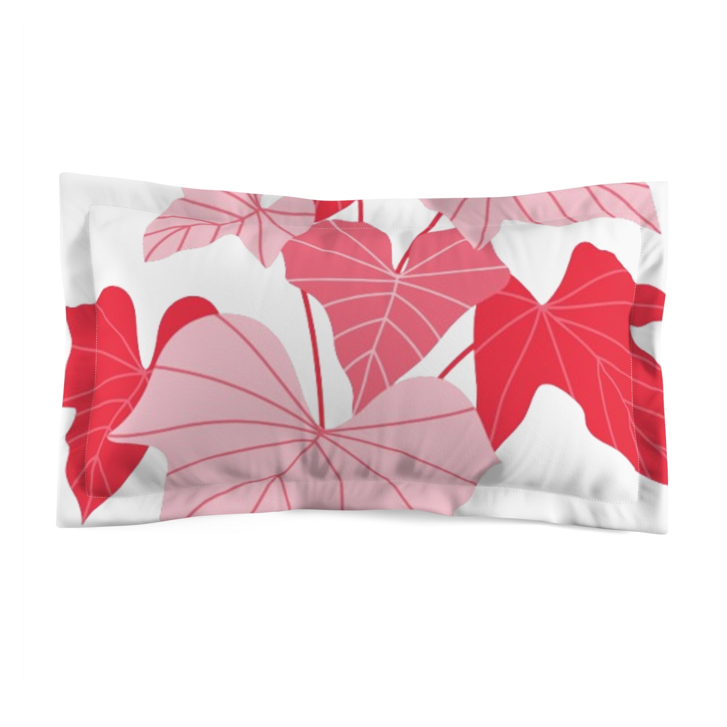 Tropical Red Leaf Pillow Sham – Pink & Red Caladium Decorative Pillowcase
