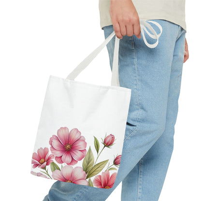 Floral Pink Blossom Tote Bag – Watercolor Flower AOP Shopper