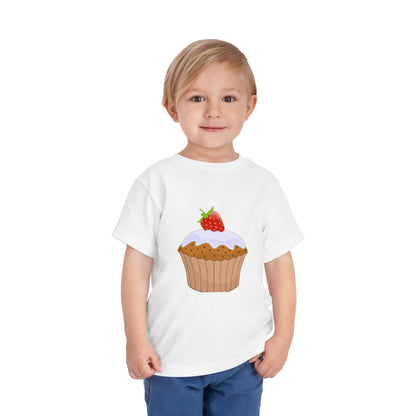 Toddler Tee with Cute Strawberry Cupcake Graphic
