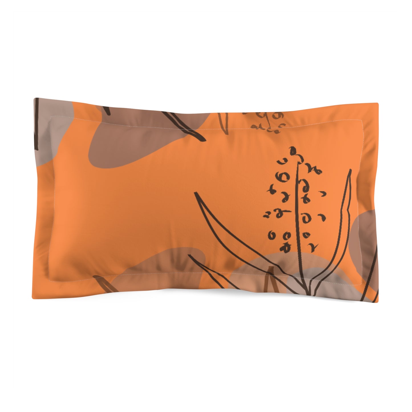 Botanical Abstract Pillow Sham — Orange Floral Microfiber Pillowcase