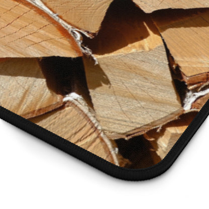 Wood Stack Desk Mat — Rustic Firewood Pattern Mouse Pad for Home Office
