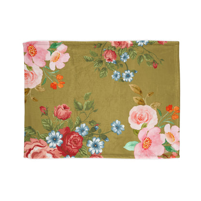 Floral Vintage Rose Throw Blanket — Soft Polyester Cozy Coverlet
