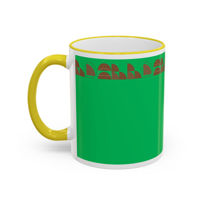 Green Floral Accent Rim Mug — Botanical Pattern 11oz/15oz