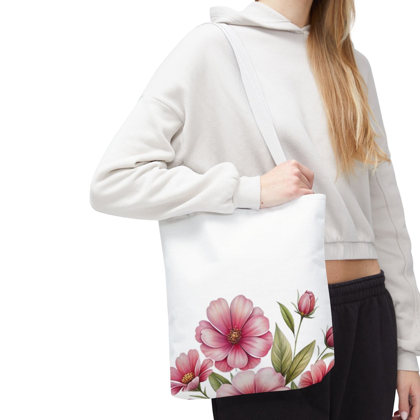 Floral Pink Blossom Tote Bag – Watercolor Flower AOP Shopper