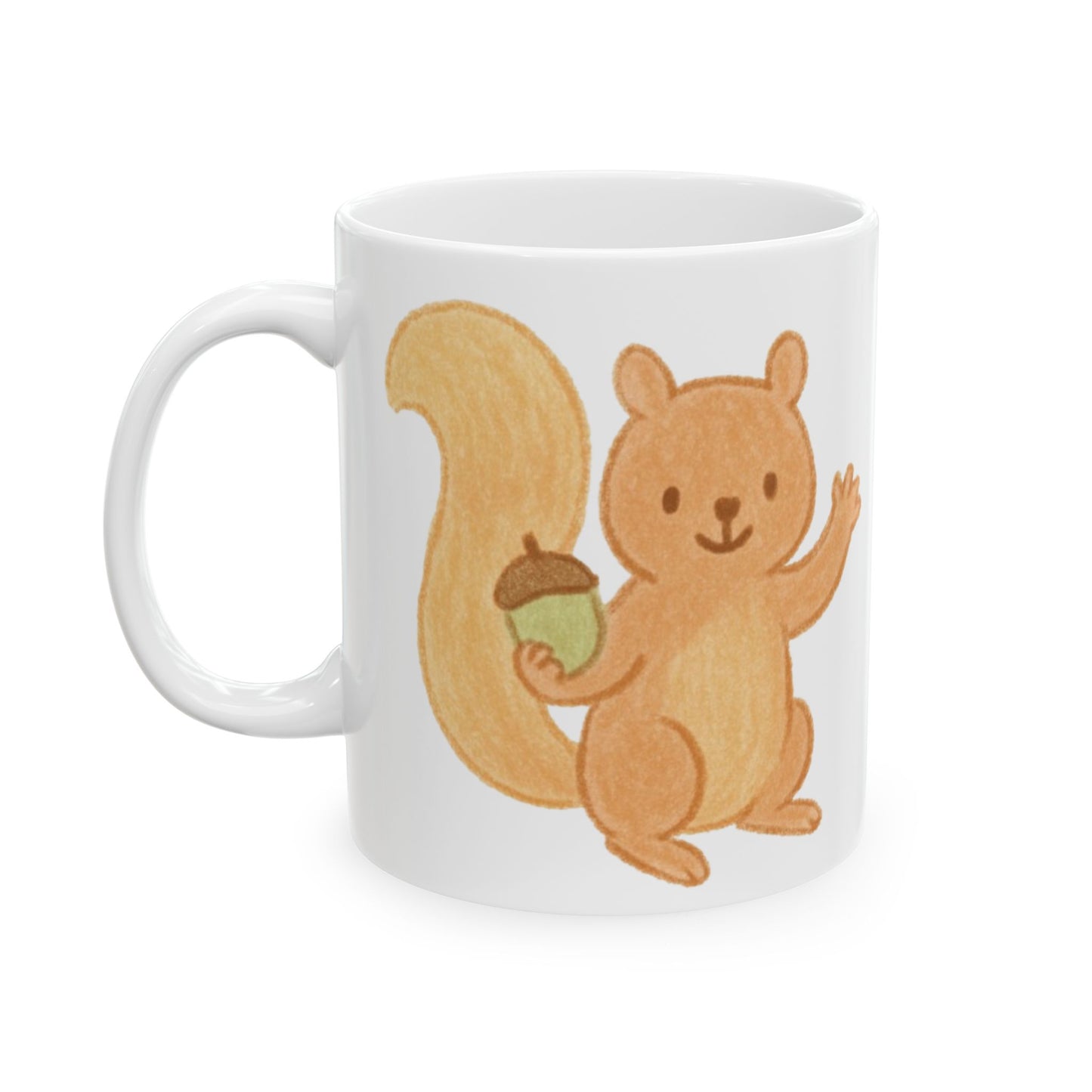 Cute Waving Squirrel Ceramic Mug — Adorable Coffee Tea Cup (11oz & 15oz)