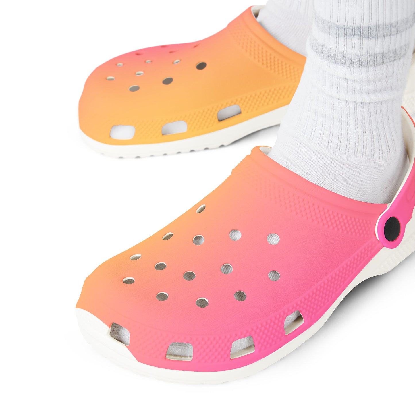 Gradient Comfy Clogs — Pink to Orange EVA Foam Slip‑Ons