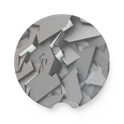 Soapstone Car Coaster — Gray Geometric Stone Pattern Car Cup Holder Coaster