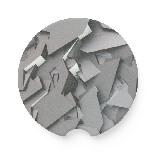 Soapstone Car Coaster — Gray Geometric Stone Pattern Car Cup Holder Coaster