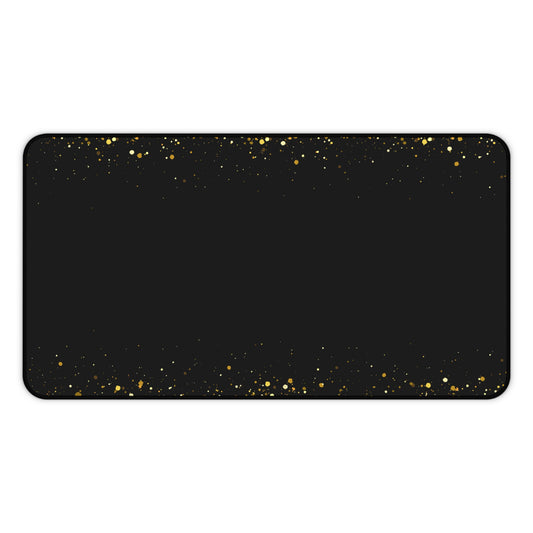 Black & Gold Glitter Desk Mat — Elegant Sparkle Mousepad for Office & Home