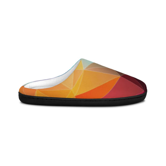 Geometric Gradient Women's Indoor Slippers — Colorful Polygon Cozy Slides