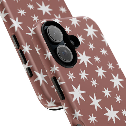 Star Pattern Tough Phone Case — Rustic Red Protective iPhone Cover