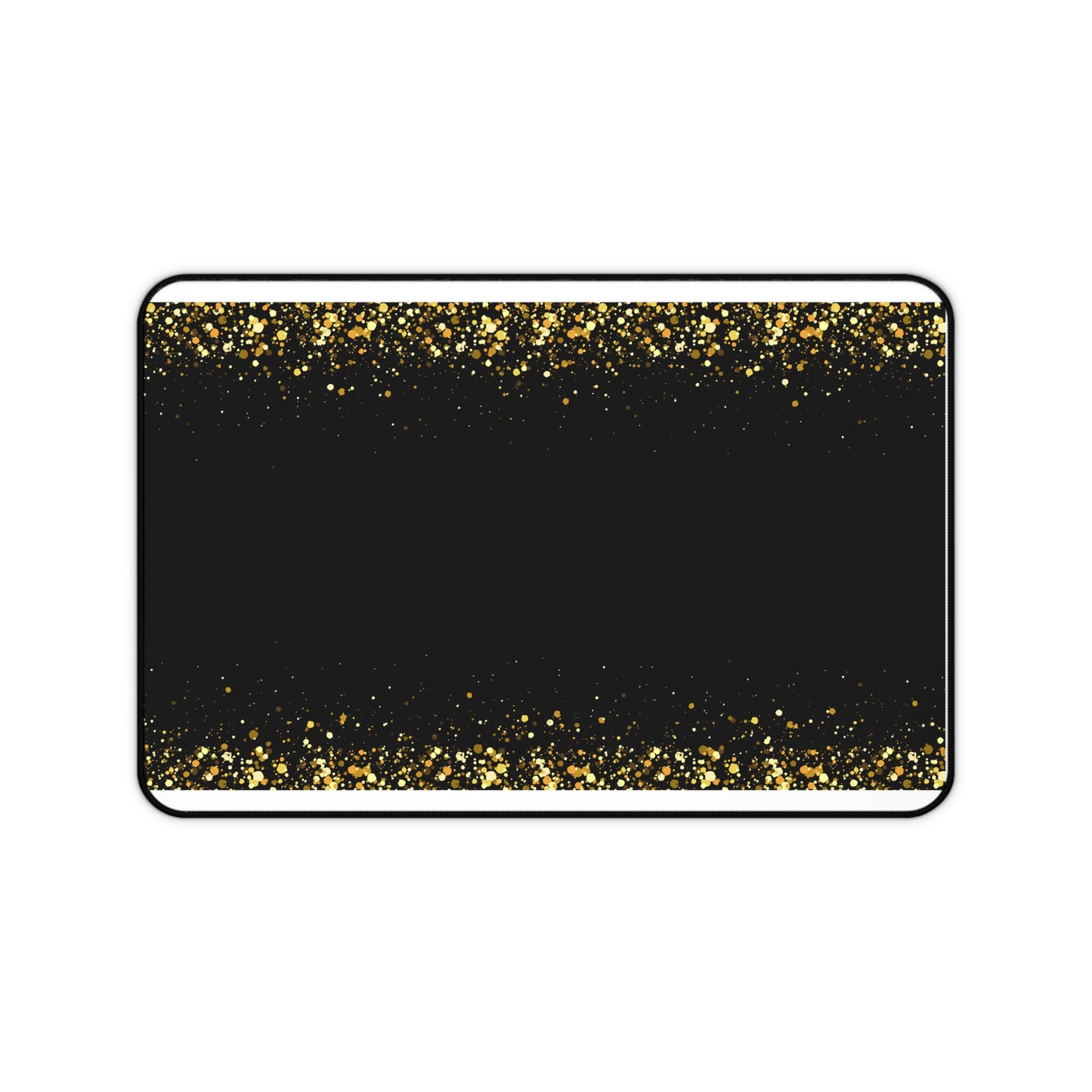 Gold Glitter Edge Desk Mat — Black Glamorous Mousepad for Office & Home