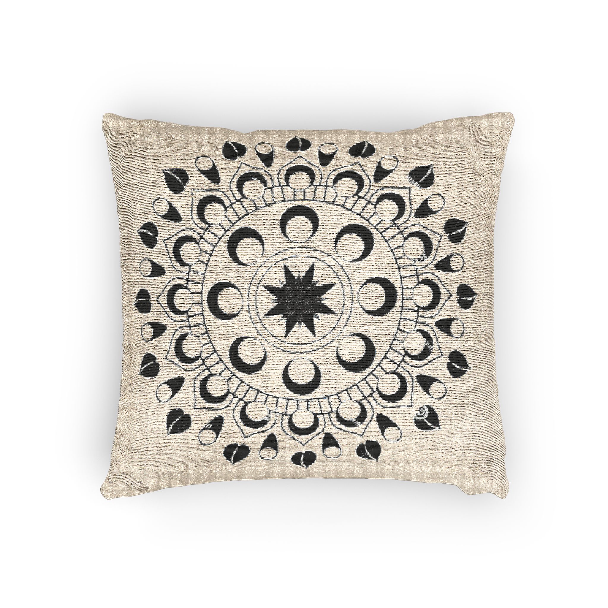 Woven Pillow — Boho Moon Phase Mandala Decorative Pillow - Image 4