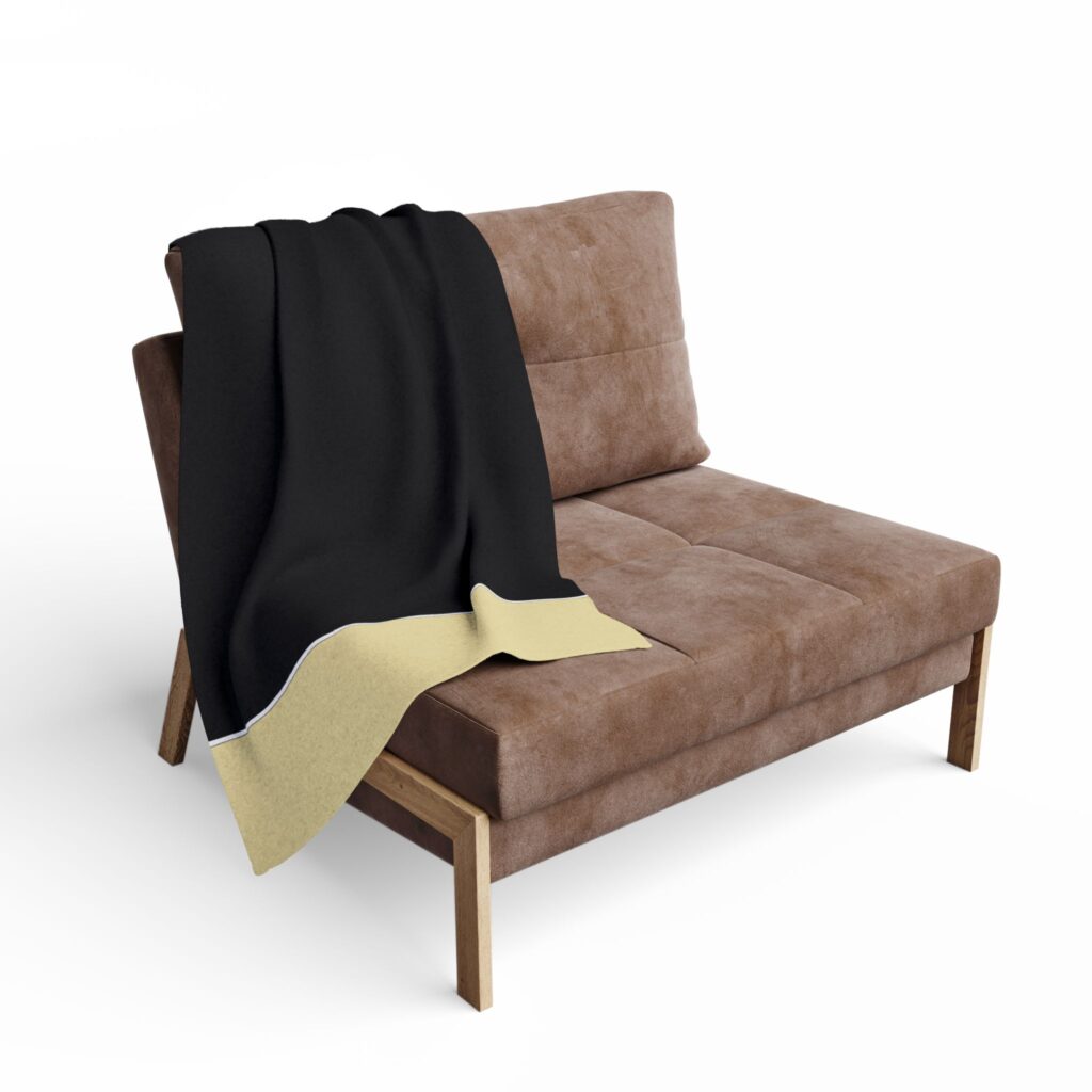 Minimal Black & Cream Fleece Blanket — Modern Colorblock Throw