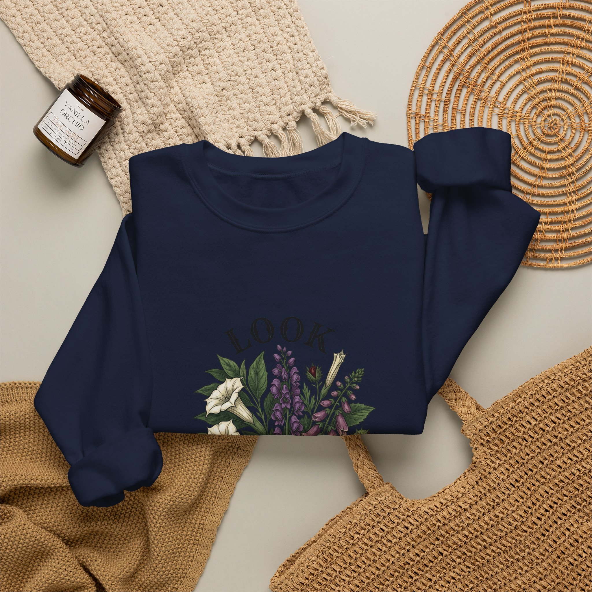 Look Don't Touch sweatshirt | Gothic botanicals floral crest - Image 20