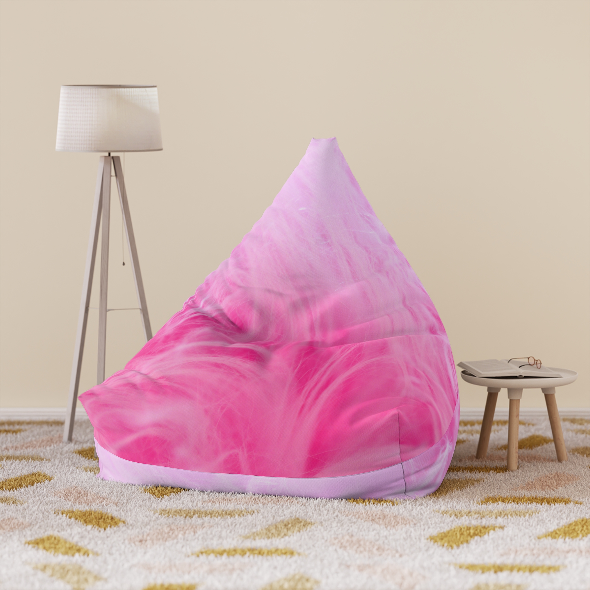 Pink Marble Bean Bag Cover — Soft Smoky Swirl Lounger Slipcover - Image 10