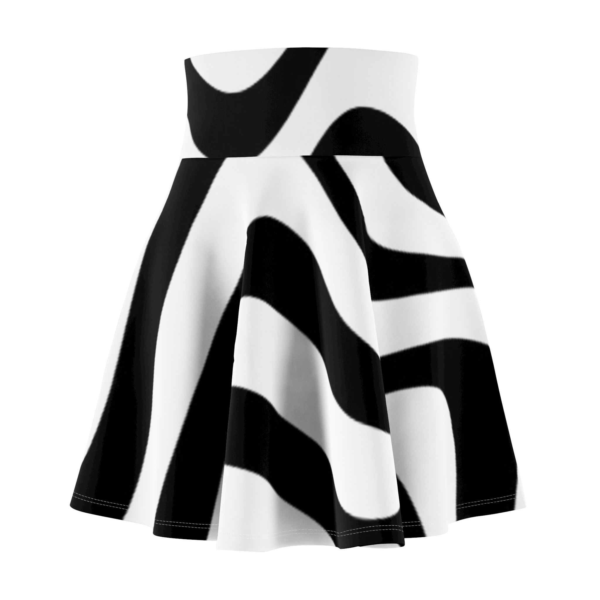 Zebra Print Skater Skirt — Black & White Bold Animal Pattern - Image 2