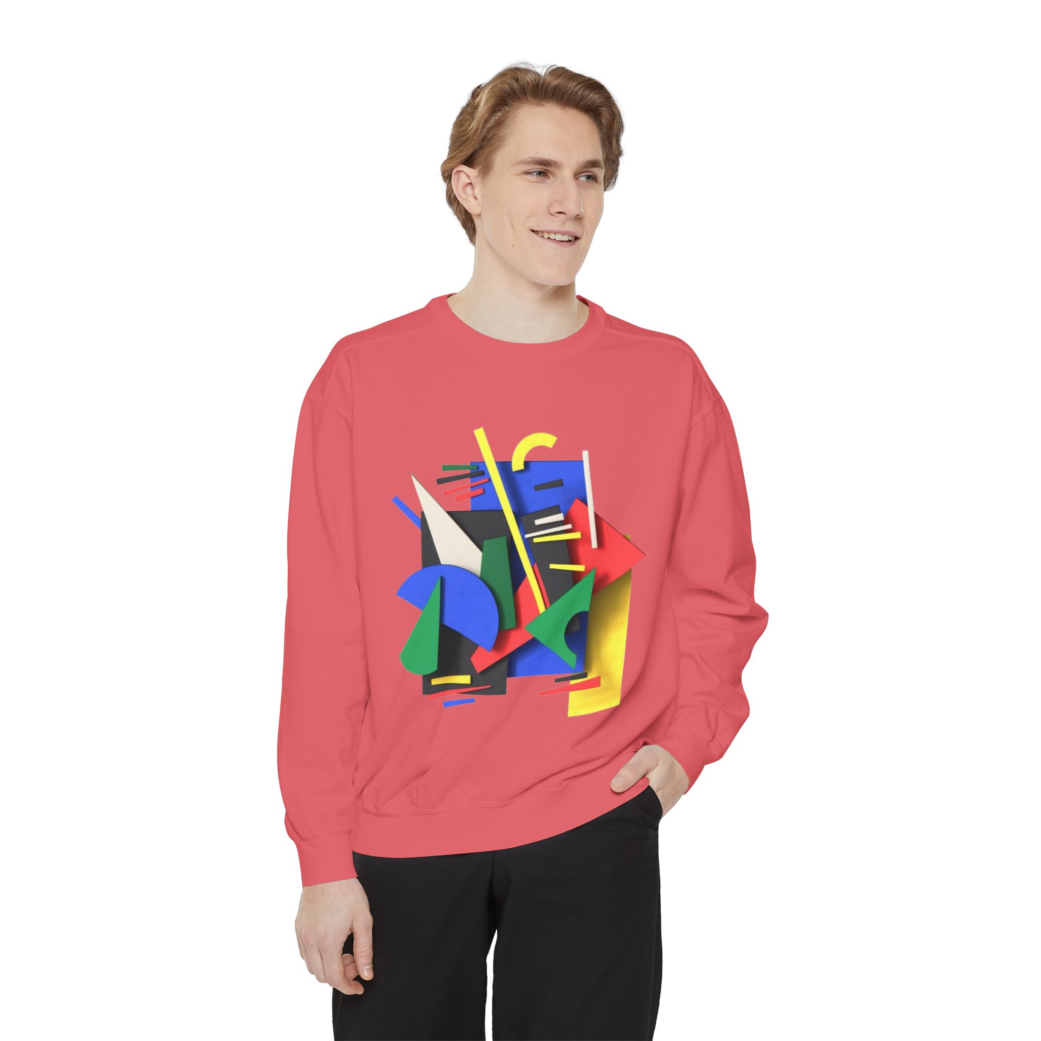 Abstract Geometric Crewneck Sweatshirt — Colorful 80s Retro Art Design - Image 93