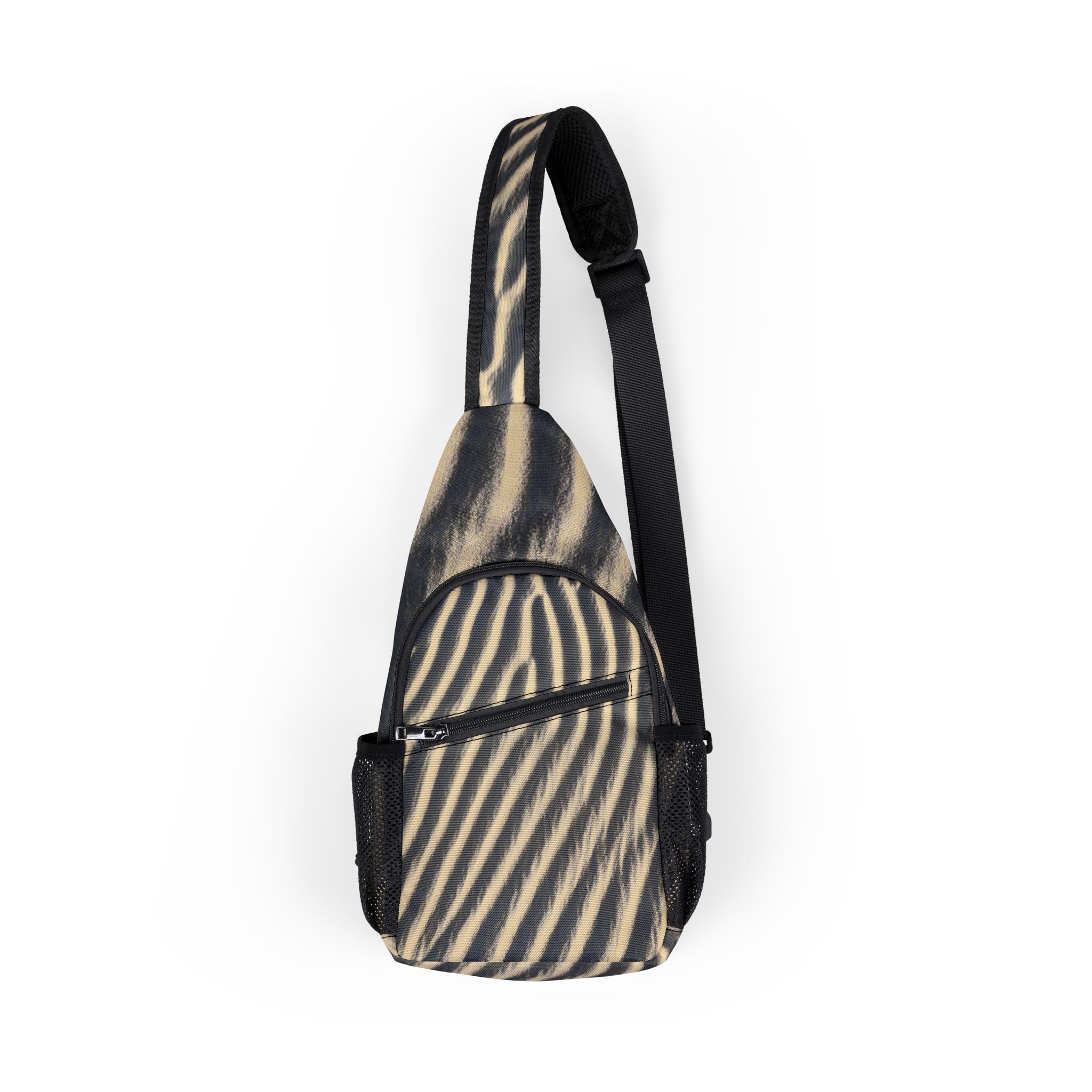 Wavy Zebra Stripe Chest Bag — Trendy Sling Crossbody for Everyday Carry